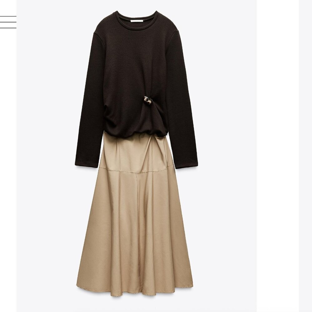 ZARA CLASP COMBINATION DRESS Size M NEW WITH TAG! - Picture 2 of 9
